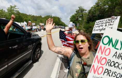 Protesters line highway in Florida Everglades to oppose 'Alligator Alcatraz'